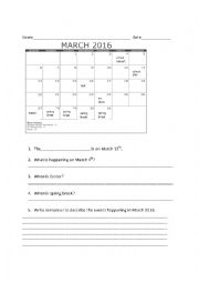 Calendar Worksheet