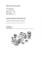 English Worksheet: How much is it?