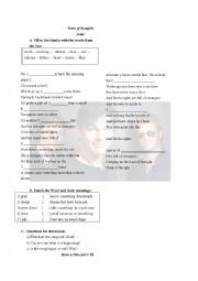 English Worksheet: Song and activity