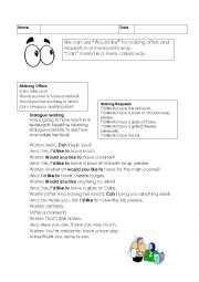 English Worksheet: worksheet Would-Can