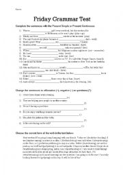 English Worksheet: Present Simple and Continuous/-ing form/Exposition essay