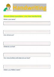 English Worksheet: handwriting practice