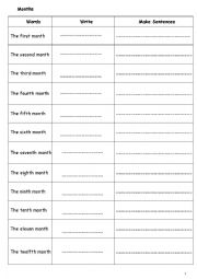 English Worksheet: Months Copy