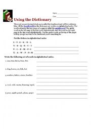 English Worksheet: using a dictionary