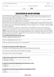 English Worksheet: Reading Comprehension Quiz