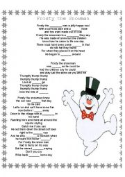 English Worksheet: frosty the snowman fill in the blanks lyrics