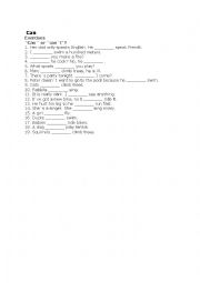 English Worksheet: Can / Cant