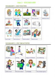 English Worksheet: Vocabulary - daily routines