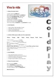 English Worksheet: Viva la vida by Coldplay