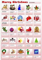 English Worksheet: MERRY CHRISTMAS pictionary