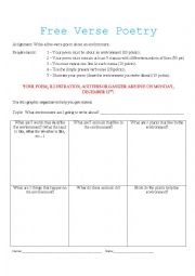 English Worksheet: free verse poetry