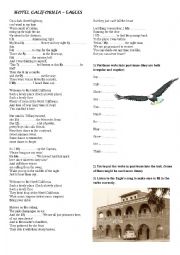 English Worksheet: Song worksheet - Hotel California by Eagles 