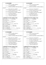 English Worksheet: do does and comparative and superlative