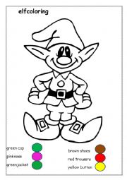 English Worksheet: elf coloring