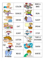 English Worksheet: action verbs