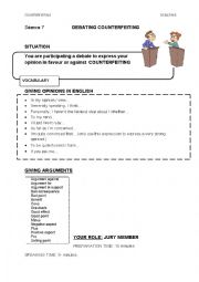 English Worksheet: debate about counterfeiting