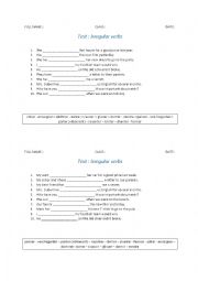 English Worksheet: Irregular verbs test