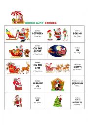 English Worksheet: prepositions of place - dominoes with Santa.