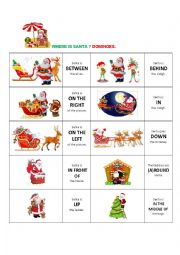 prepositions of place - dominoes with Santa.