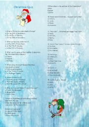 English Worksheet: Christmas quiz for children