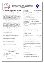 English Worksheet: EXAM FOR GRADE 9