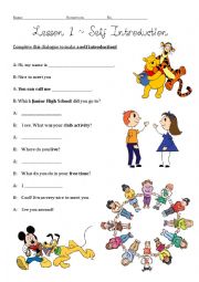 English Worksheet: Self-Introduction