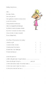 English Worksheet: READING COMPREHENSION-IVANKA