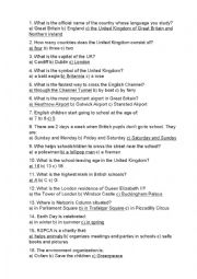 English Worksheet: Test GREAT BRITAIN