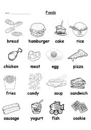 English Worksheet: Food Exercise