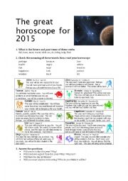 English Worksheet: The Great Horoscope 