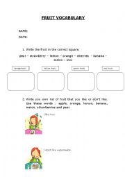 English Worksheet: Fruit vocabulary