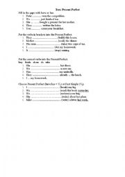 English Worksheet: Test Present Perfect