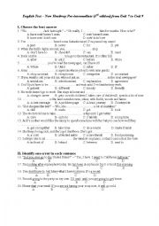 English Worksheet: New Headway Test