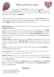 English Worksheet: Londo sights: reading activity