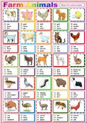 English Worksheet: Farm Animals Pictionary.