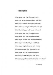 English Worksheet: Easy Rhyme