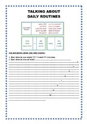 English Worksheet: TALKING ABOUT DAILY ROUTINES