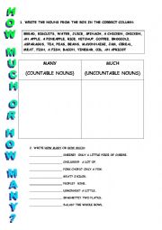 English Worksheet: HOW MUCH OR HOW MANY?