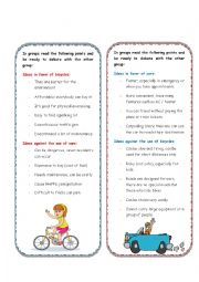 English Worksheet: Cars vs. bicycles