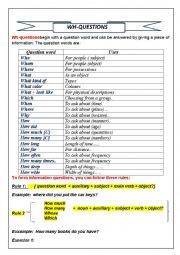 English Worksheet: information questions 