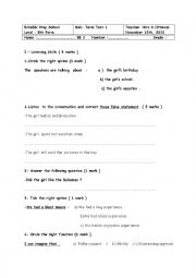 English Worksheet: Mid term test 1 ( 8th form)