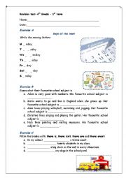 English Worksheet: Revision test-4th grade/School life