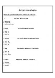 English Worksheet: Quiz on phrasal verbs