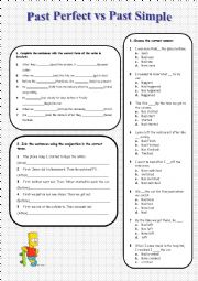 English Worksheet: PAST PERFECT VS. PAST SIMPLE