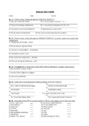 English Worksheet: PRESENT PERFECT vs. PAST SIMPLE TEST