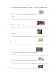 English Worksheet: Where is/are the...?