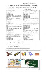 English Worksheet: third hour activity worksheet school