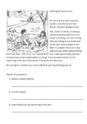 English Worksheet: Picnic in the forest