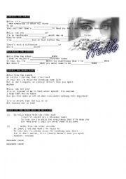 English Worksheet: Hello - Adele