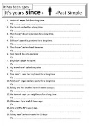 English Worksheet: It is years since   Present Perfect transformations